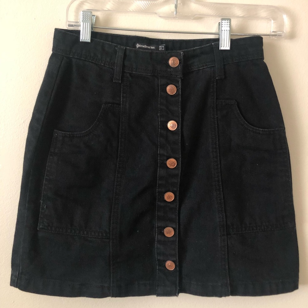 Black denim skirt